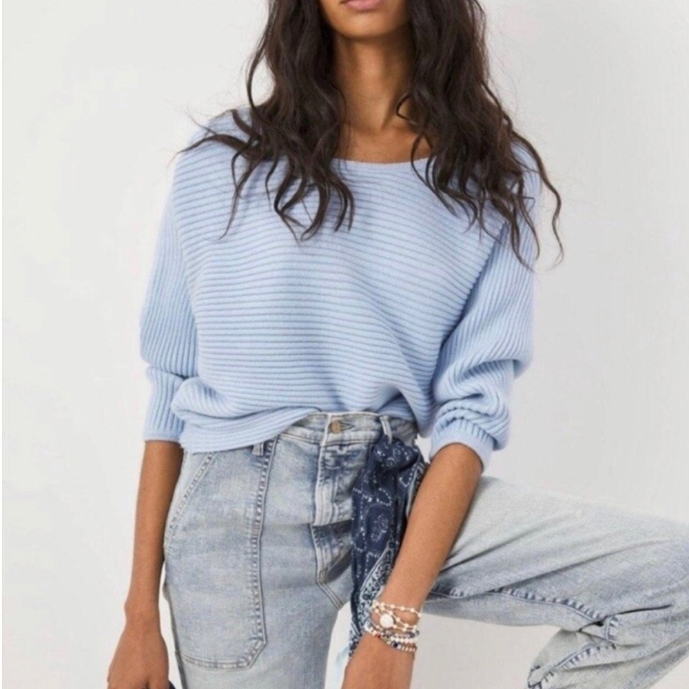 Anthropologie Light Blue Ribbed Sweater